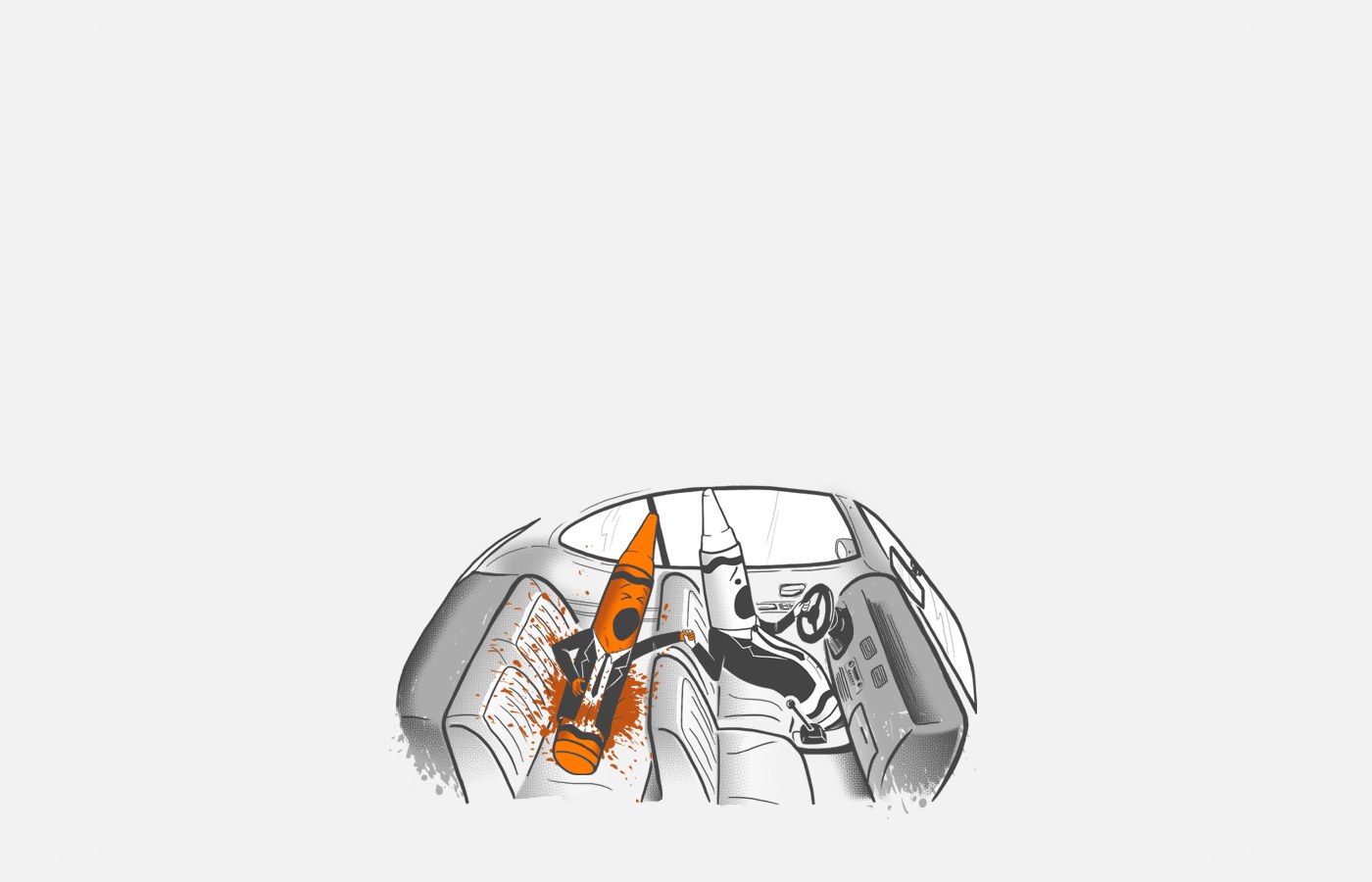 Crayons in a car crash