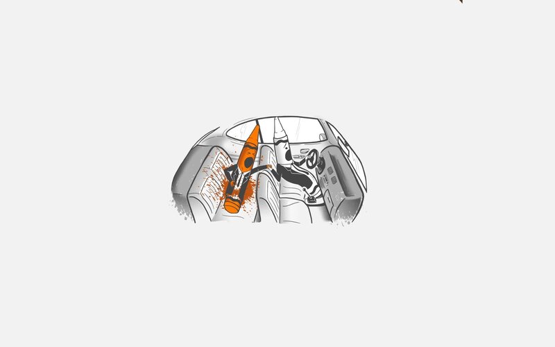 Crayons in Car — Orange