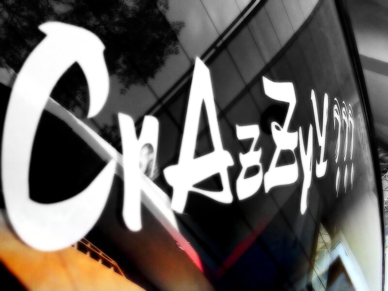 Crazy Sign on Glass