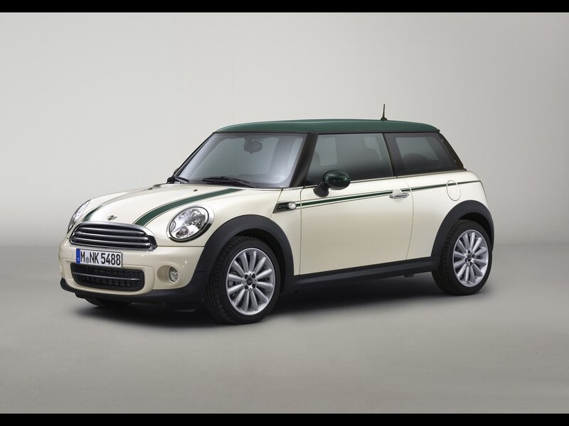 Cream and green MINI Cooper