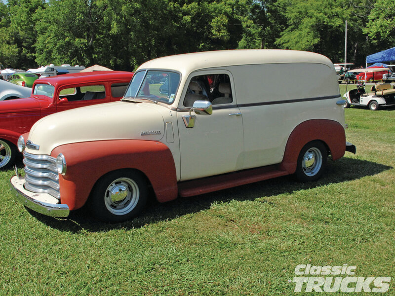 Cream and Red Van