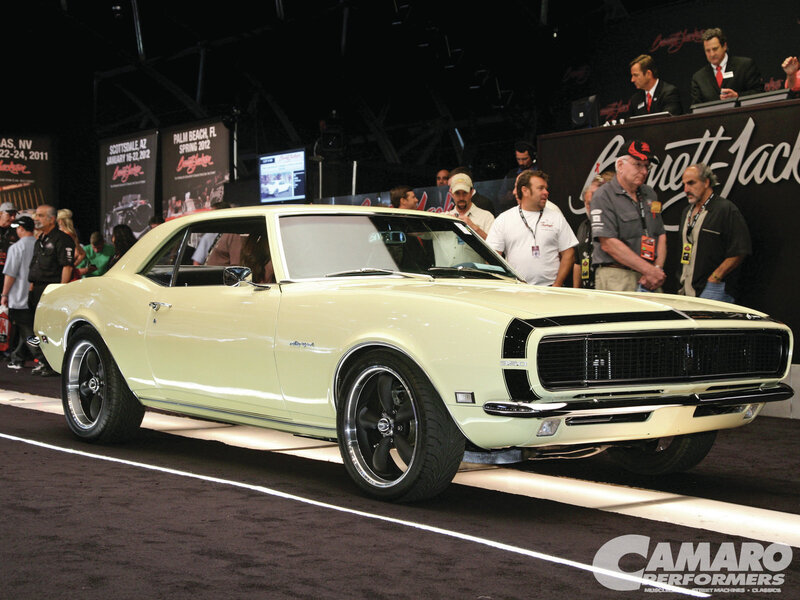 Cream-colored Muscle Car