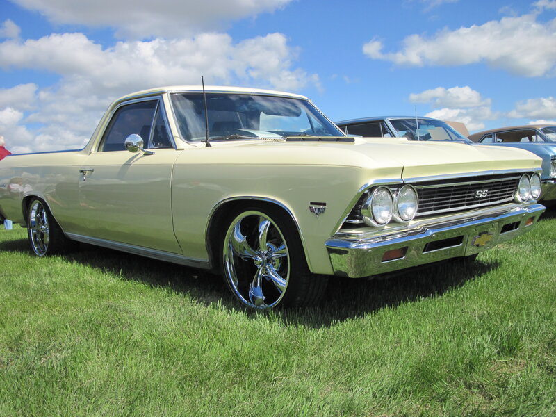 Cream-colored Pickup Truck — Green
