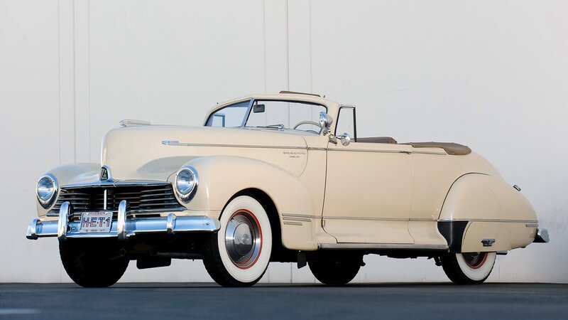 Cream-colored vintage convertible car
