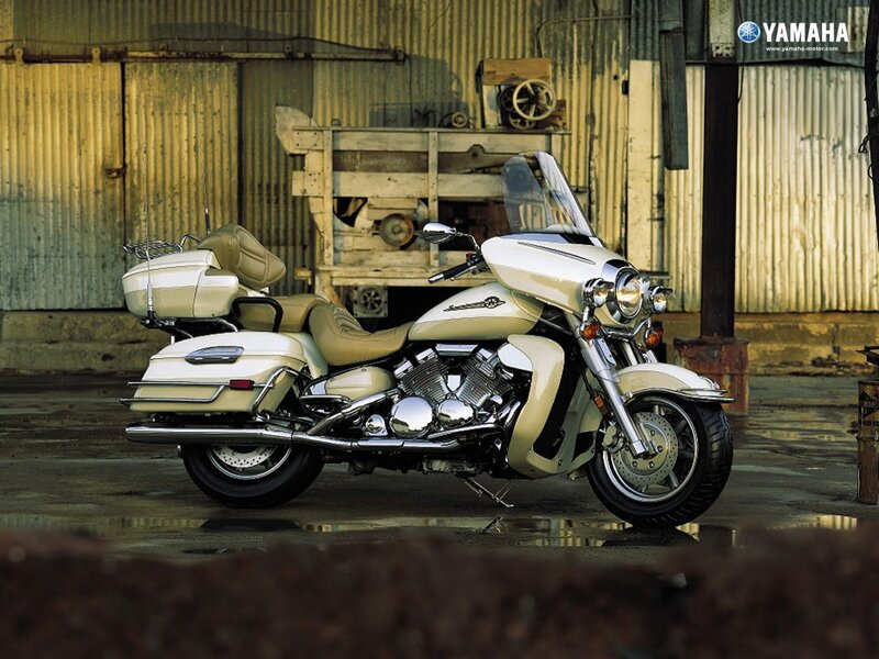 Cream-colored Yamaha touring motorcycle