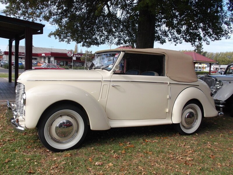 Cream Convertible Car — Calm, Autumn, Photograph