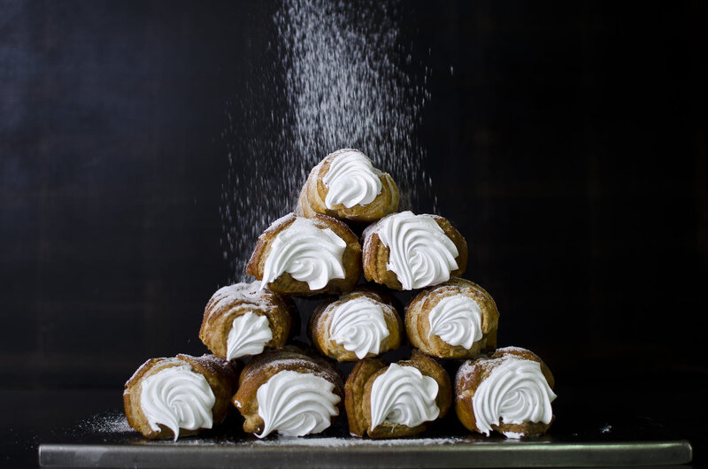 Cream-filled Pastries — White, Dramatic
