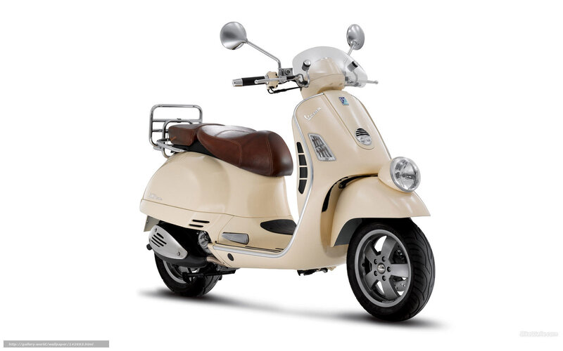 cream vespa scooter