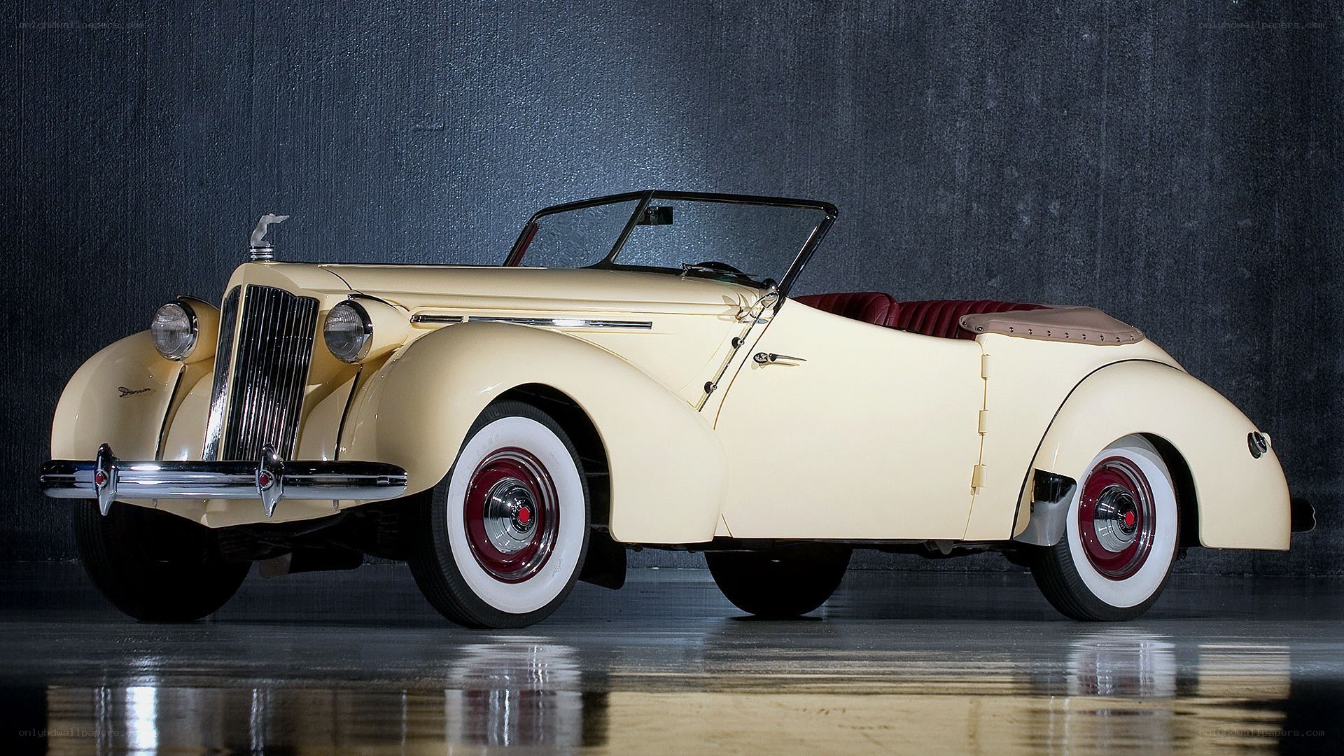Cream vintage convertible car
