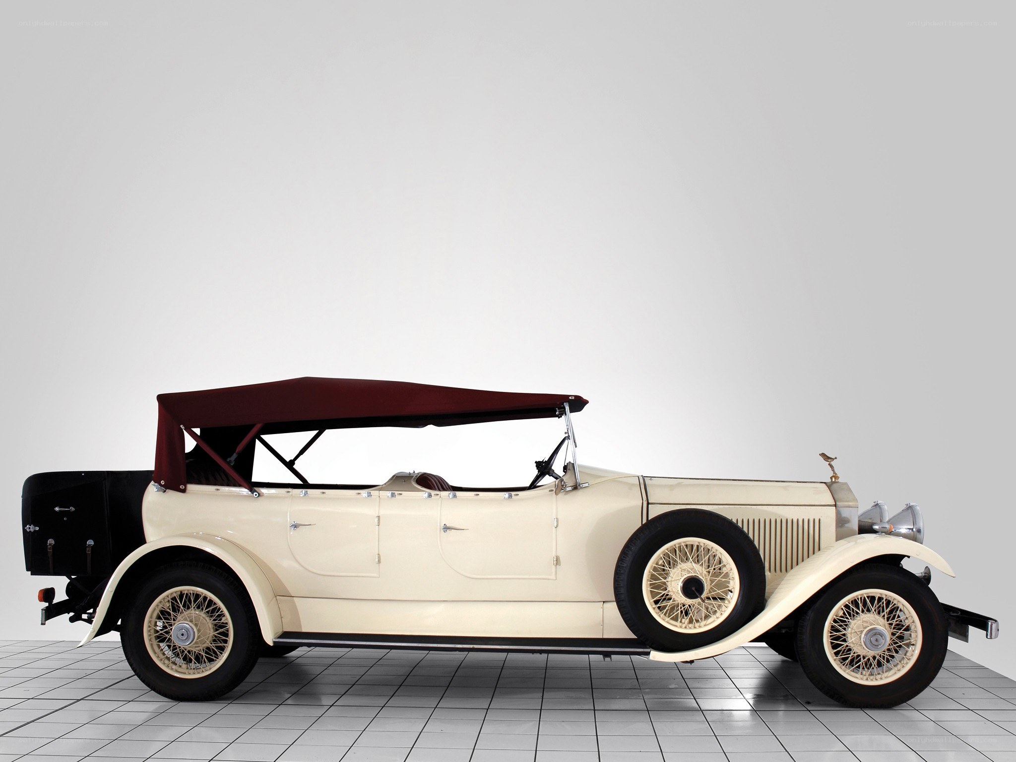 Cream vintage convertible car
