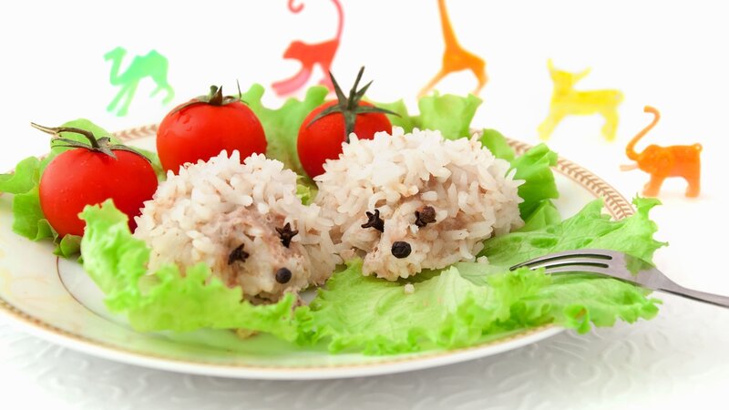 creative rice hedgehogs with vegetables
