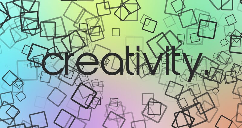 creativity text with squares