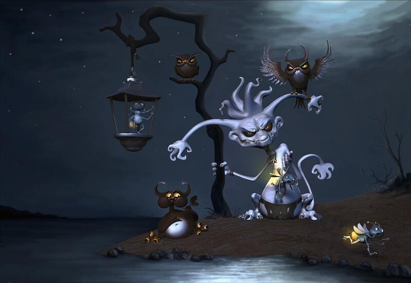 Creatures on a Riverbank — Gray