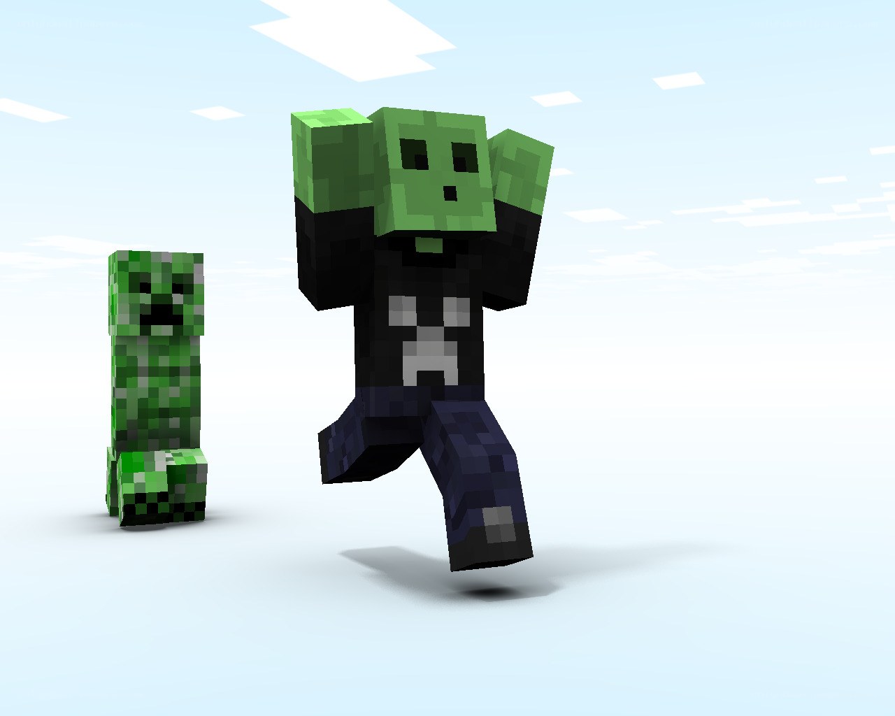 Creeper and Zombie in Minecraft
