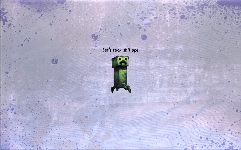 Creeper character with text