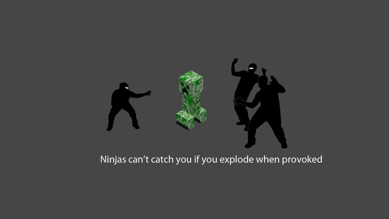 Creeper explodes on ninjas