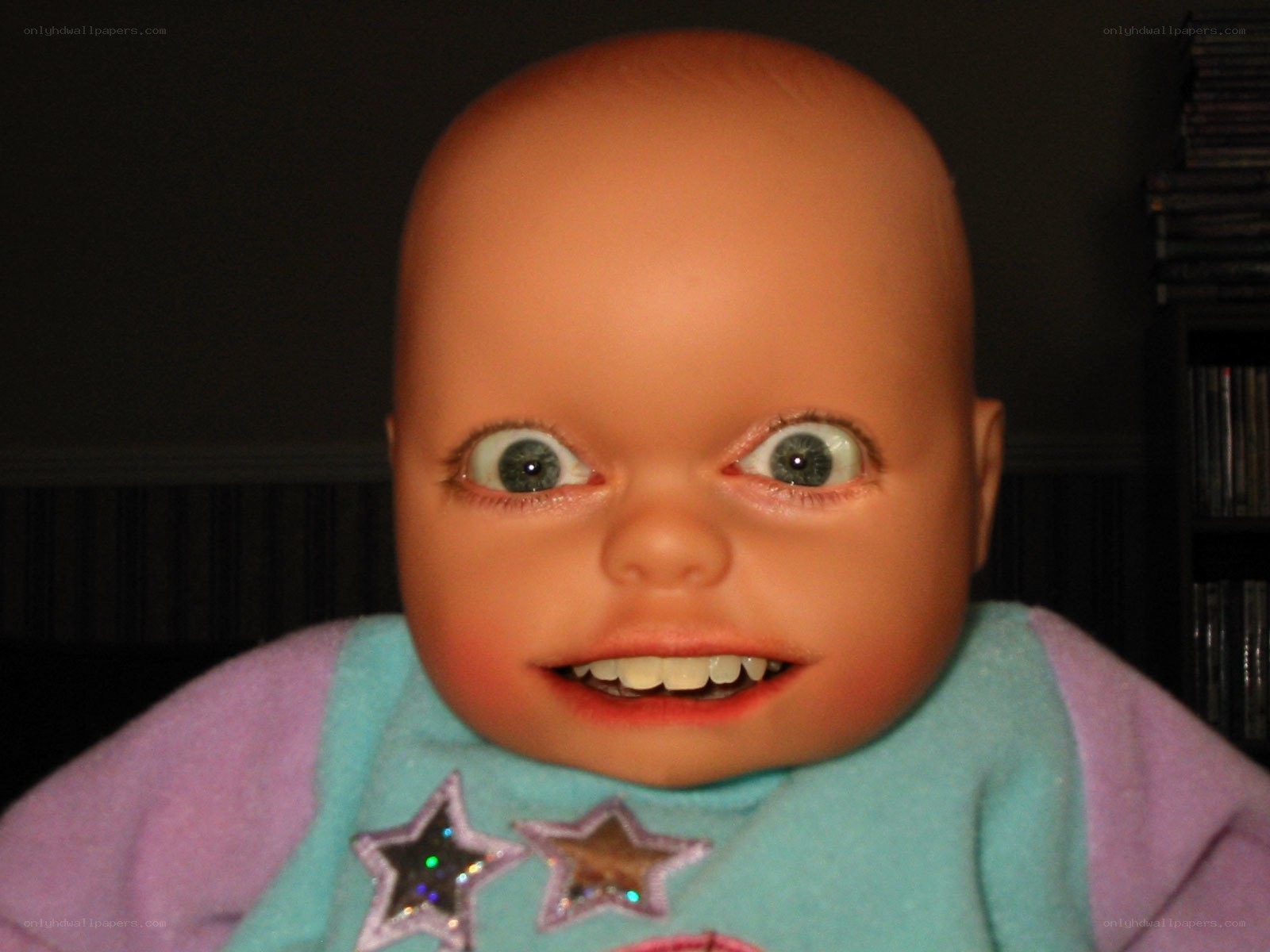 creepy baby doll close-up
