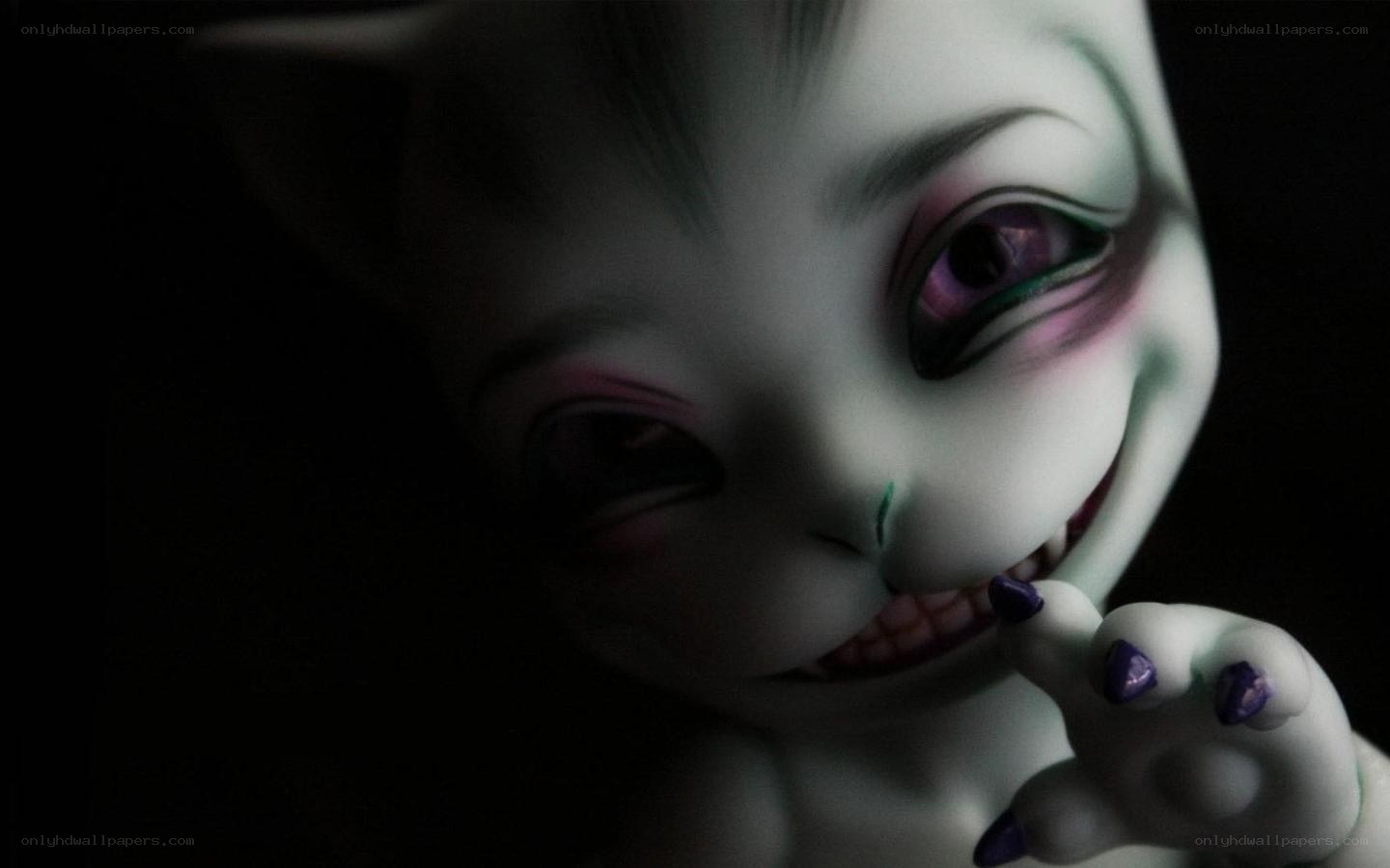 creepy cat doll in dark
