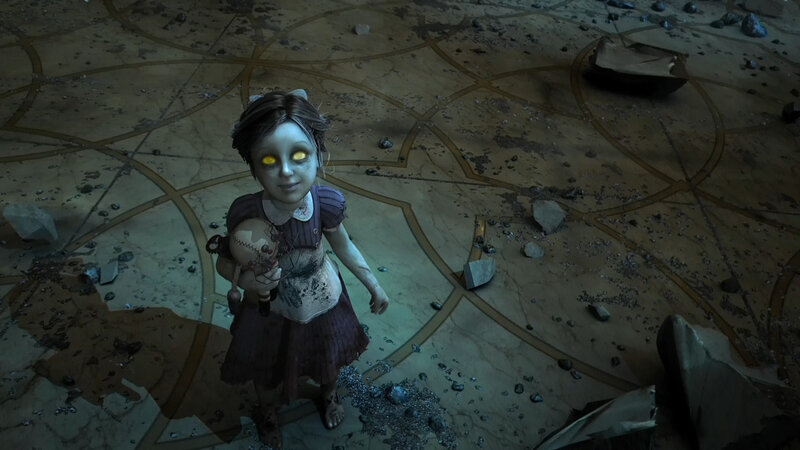 creepy doll in ruined room