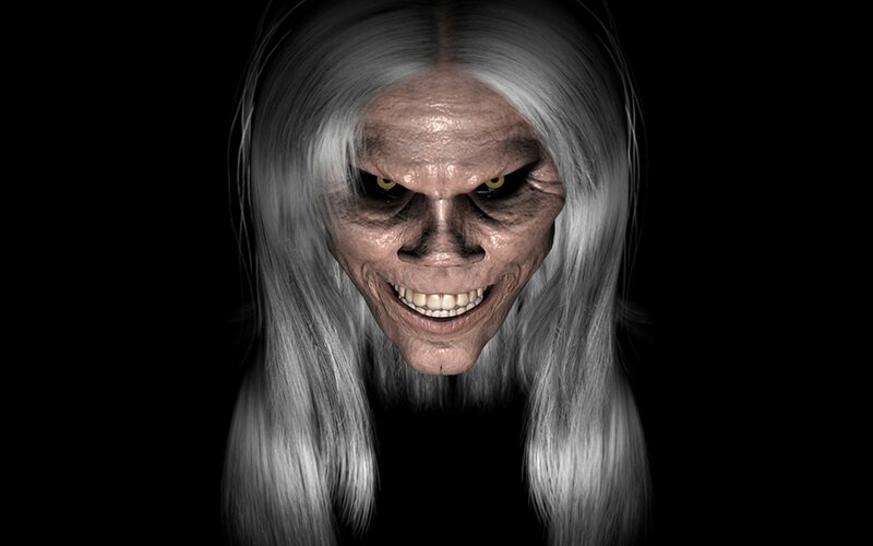 Creepy Figure with Long Hair — Black