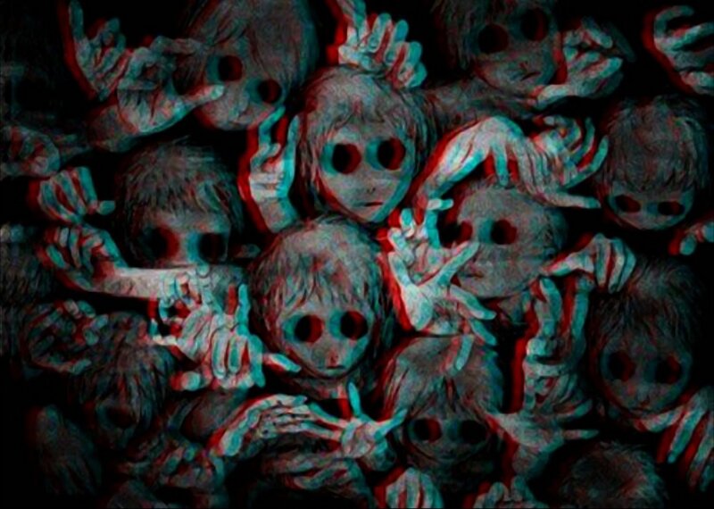 Creepy Figures in Crowd