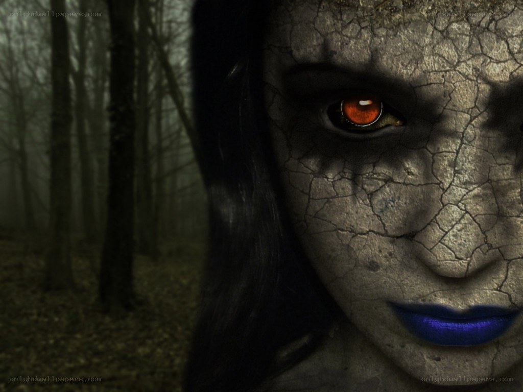 creepy forest woman
