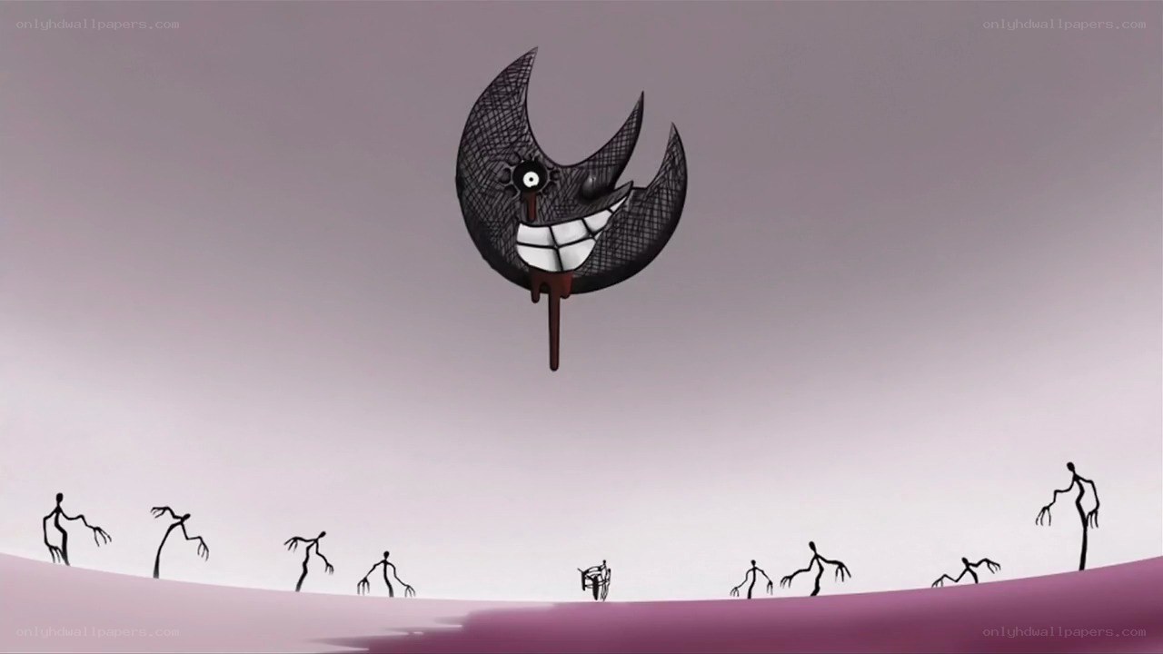 creepy moon over stick figures