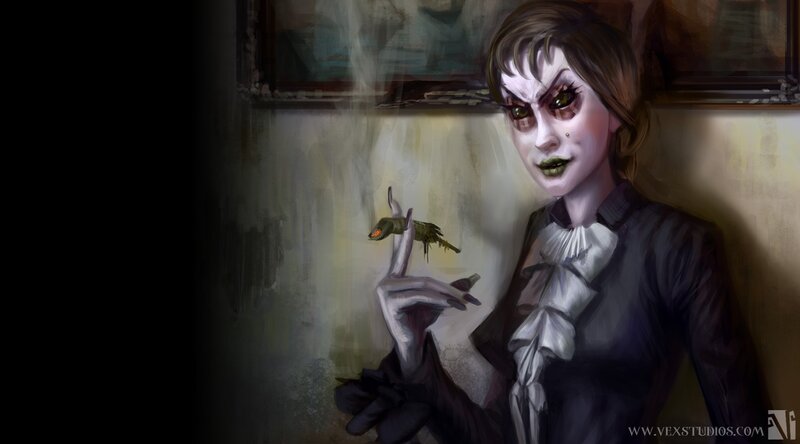 creepy woman with insect