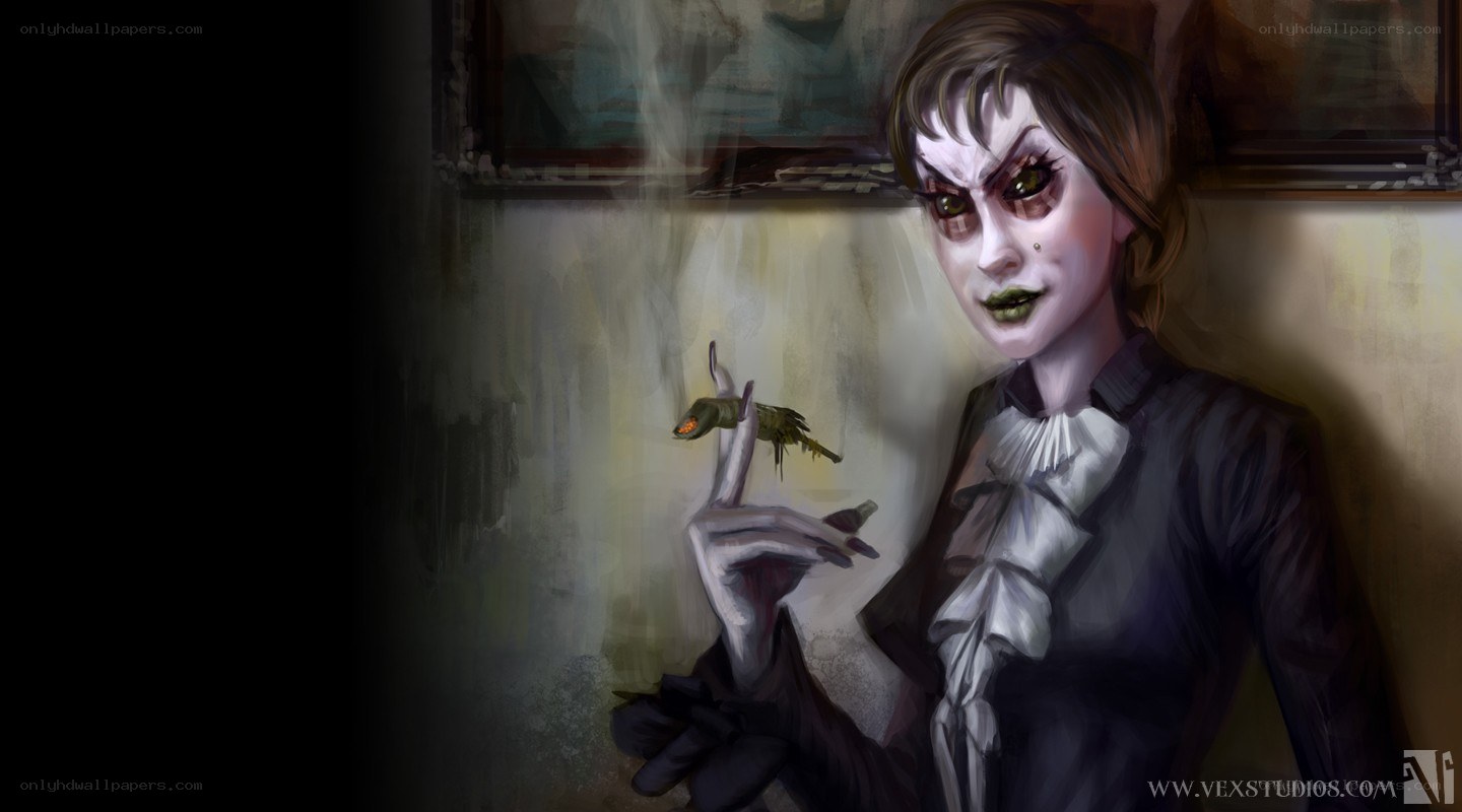 creepy woman with insect