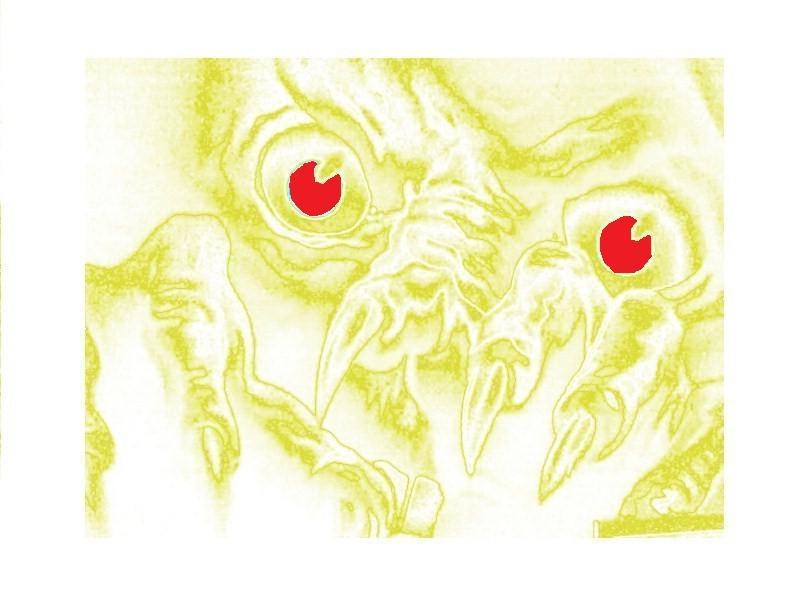 creepy yellow monster eyes