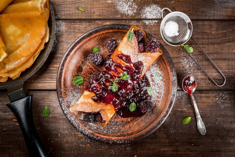 Crepes with Berry Sauce