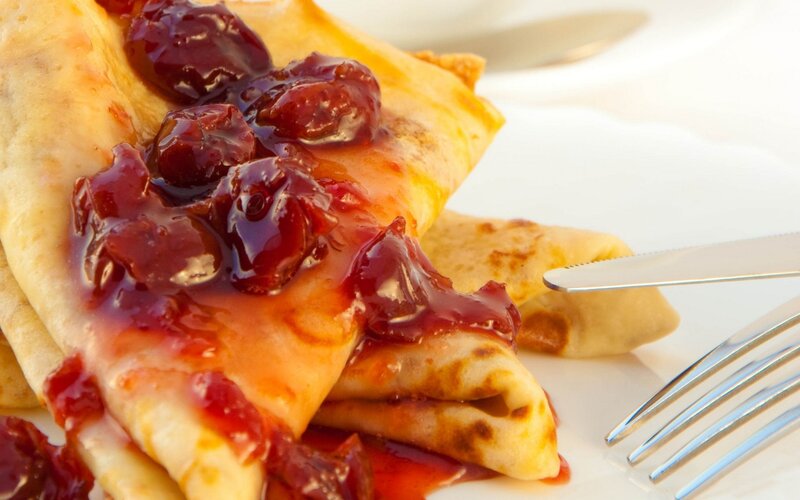Crepes with Cherry Jam