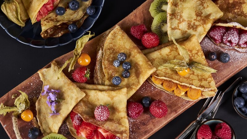 Crepes with Fruit — Brown, Appetizing