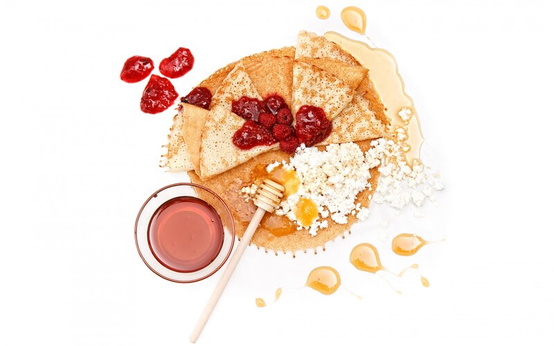 Crepes with Jam and Honey