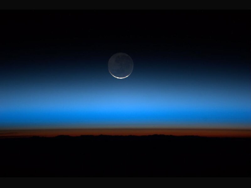 Crescent Moon Above Horizon