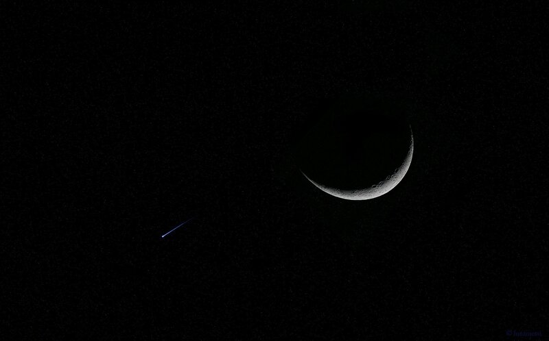 Crescent Moon and Meteor
