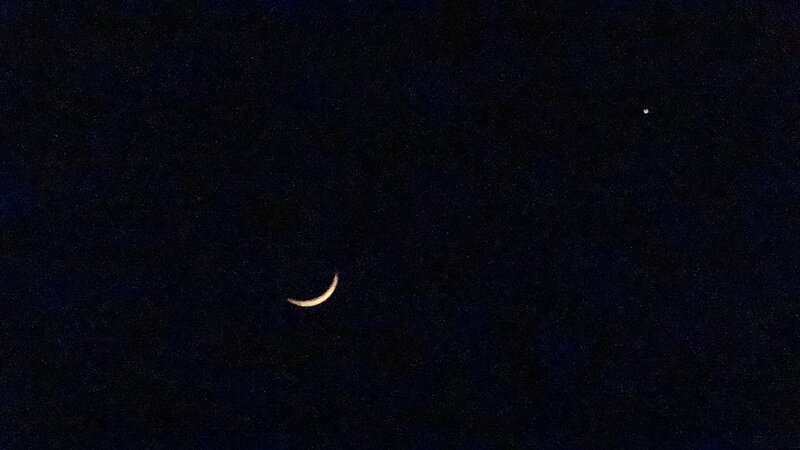 Crescent Moon and Planet — Black, Serene