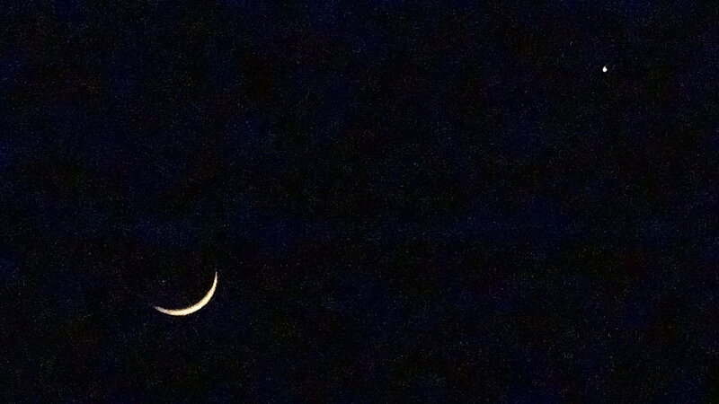 Crescent Moon and Planet — Black