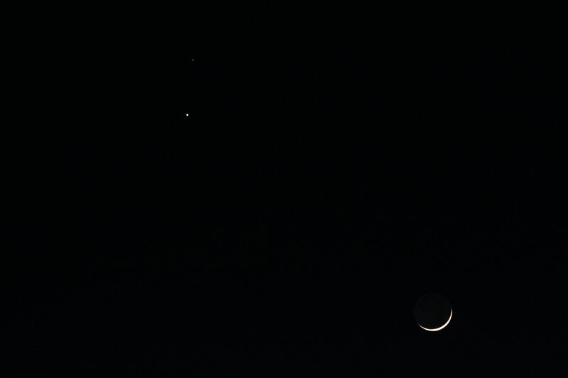 Crescent Moon and Planets — Black