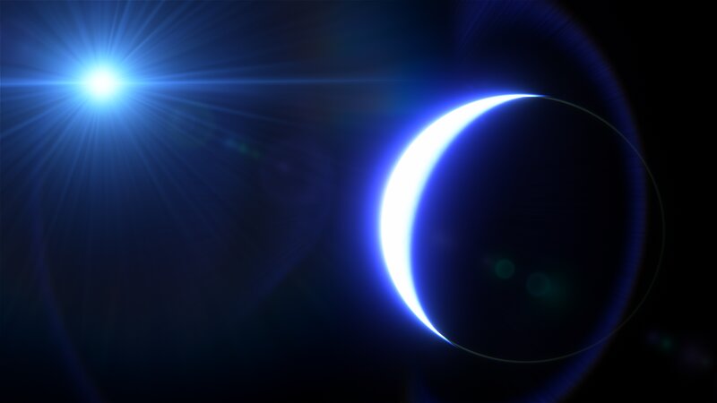 Crescent Moon and Star — Blue, Dramatic