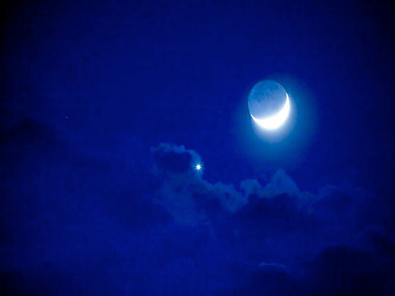Crescent Moon and Star — Blue