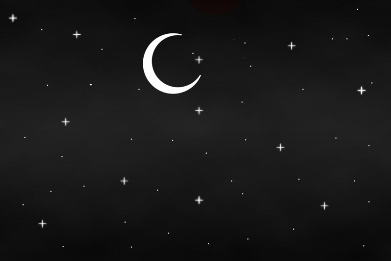 Crescent Moon and Stars — Black, Serene, Night
