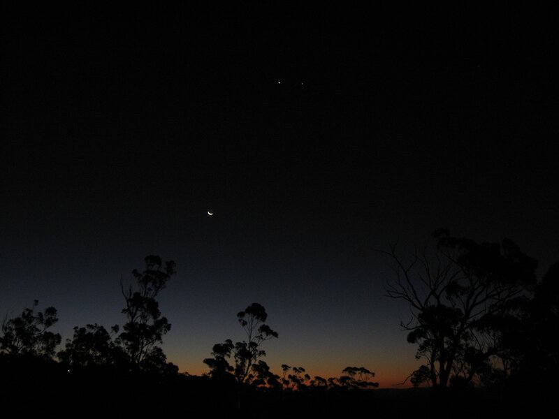 Crescent Moon and Stars — Black, Serene