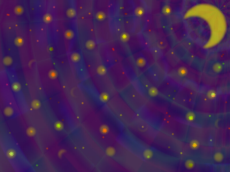 Crescent Moon and Stars — Purple, Serene