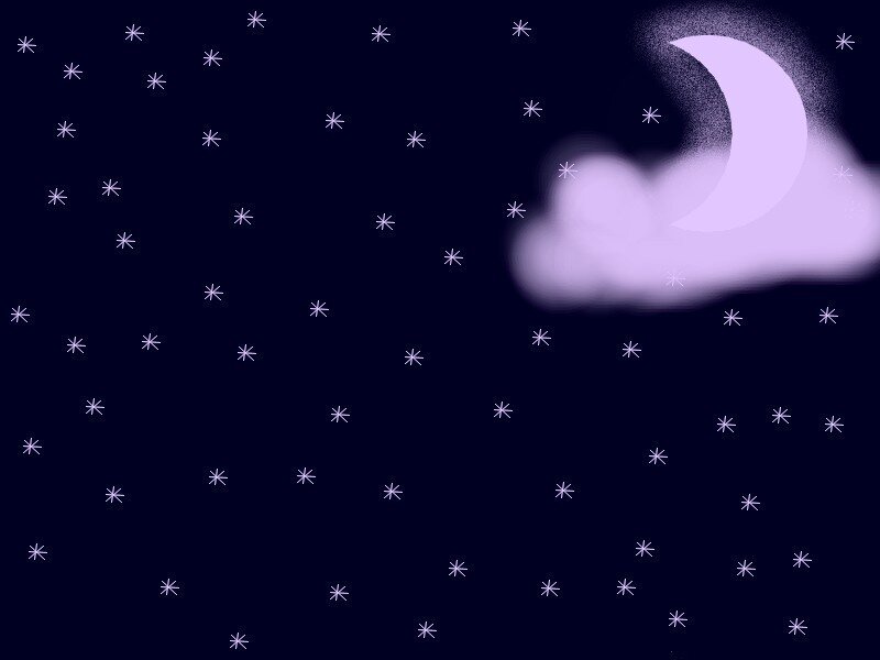 Crescent Moon and Stars — Purple