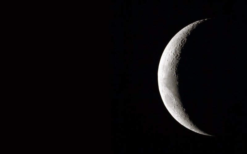 Crescent Moon — Black, Serene, Night, Photograph, Sky