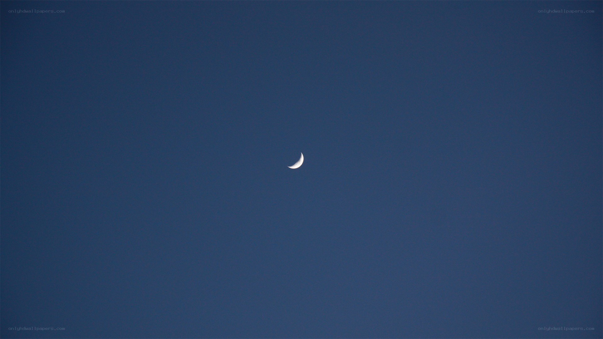 Crescent moon in blue sky