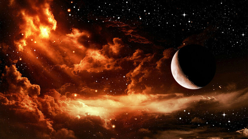 Crescent Moon in Nebula