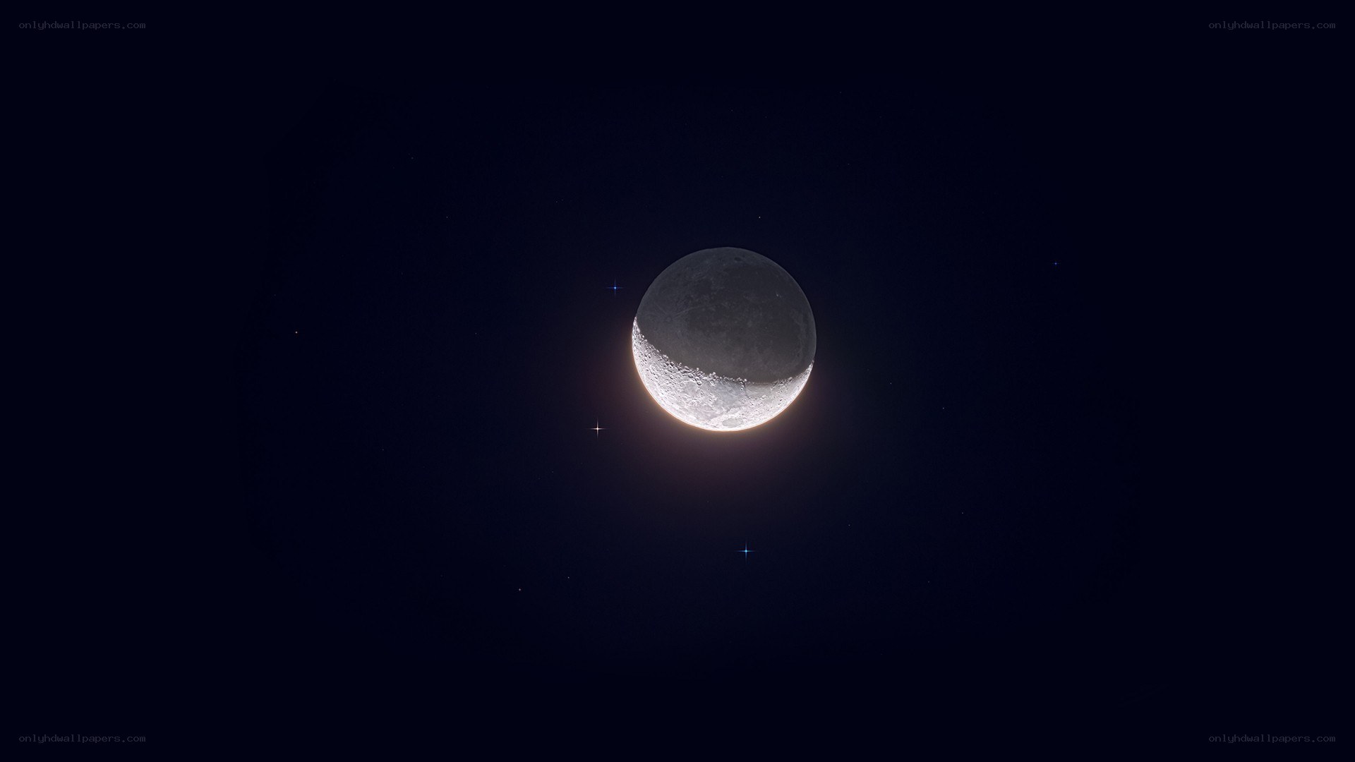 Crescent moon in night sky
