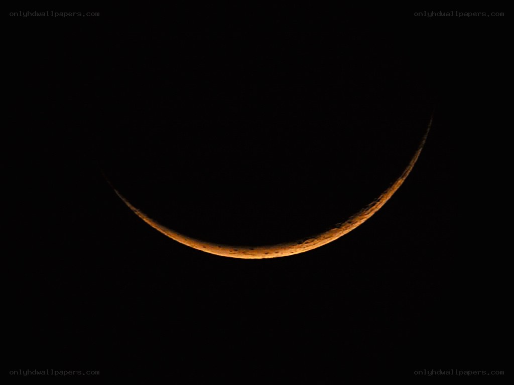 Crescent moon in night sky
